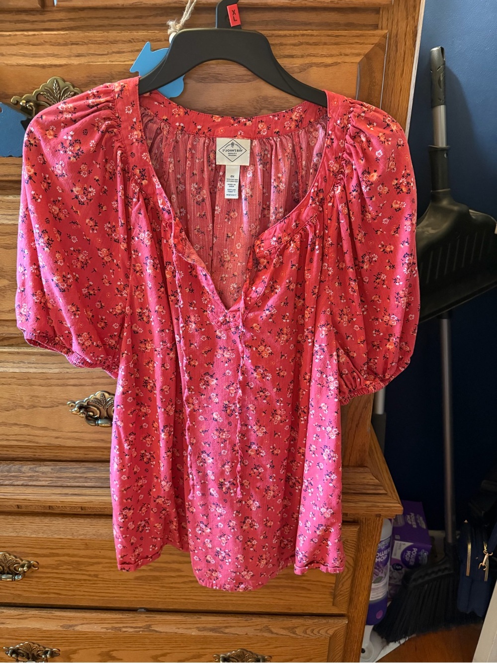 Wonderly Pink Floral Puff Sleeve Peasant Blouse